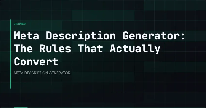 Meta Description Generator: The Rules That Actually Convert