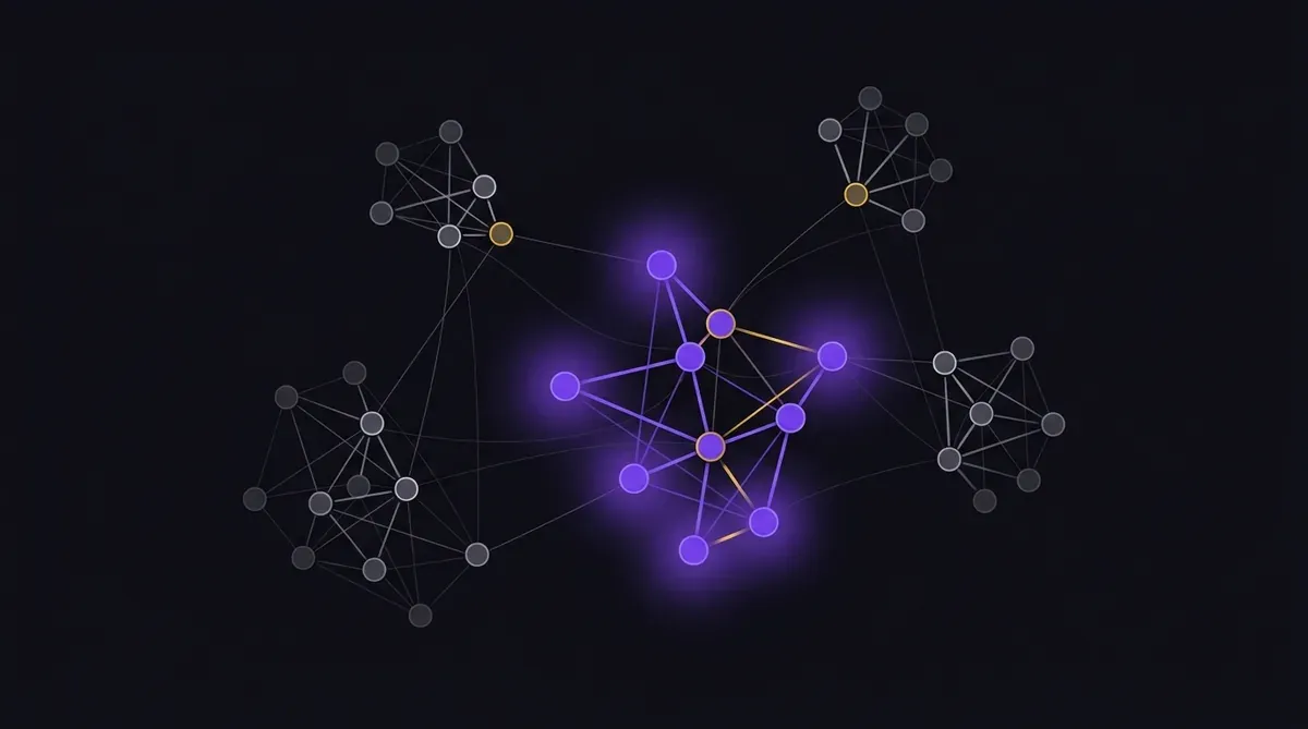 Cluster-Karte, die zeigt, wie ein SEO-Tool für Keyword-Schwierigkeit Keywords nach Thema gruppiert, um Seiten gezielt zuzuordnen