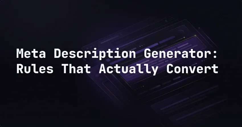 Meta Description Generator: Rules That Actually Convert